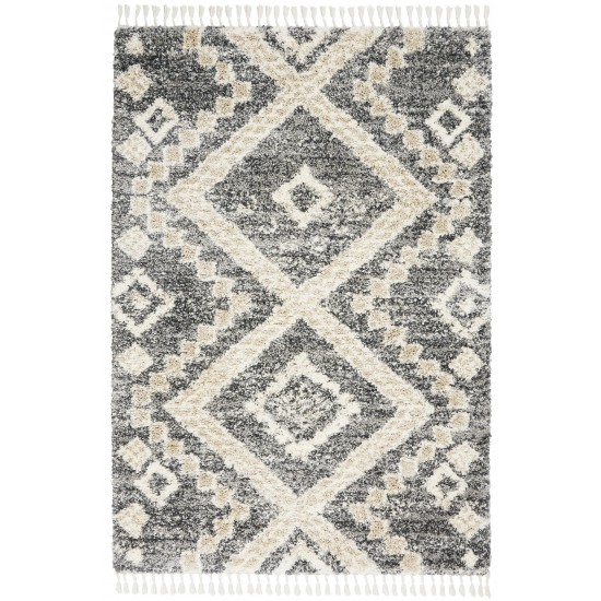 Nourison Oslo Shag OSL02 Area Rug, Grey/Ivory, 5'3" x 7'9"