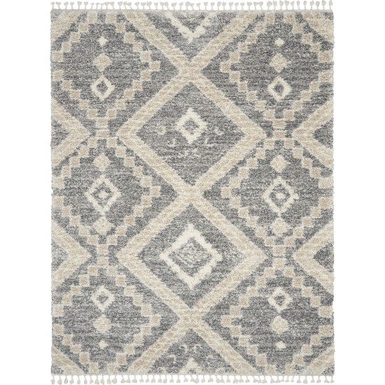 Nourison Oslo Shag OSL02 Area Rug, Grey/Ivory, 7'10" x 10'6"