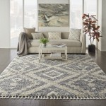 Nourison Oslo Shag OSL02 Area Rug, Grey/Ivory, 7'10" x 10'6"