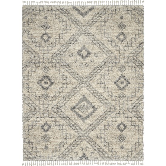 Nourison Oslo Shag OSL02 Area Rug, Ivory/Grey, 7'10" x 10'6"