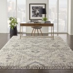 Nourison Oslo Shag OSL02 Area Rug, Ivory/Grey, 7'10" x 10'6"