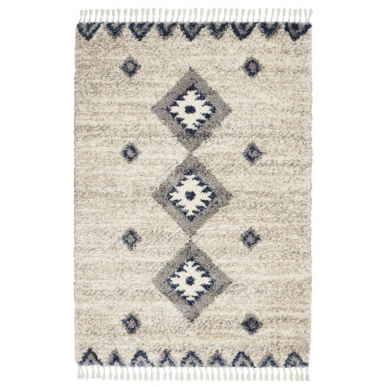 Nourison Oslo Shag OSL03 Area Rug, Ivory/Blue, 5'3" x 7'9"