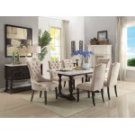 ACME Gerardo Dining Chair (Set-2), Beige Linen & Weathered Espresso