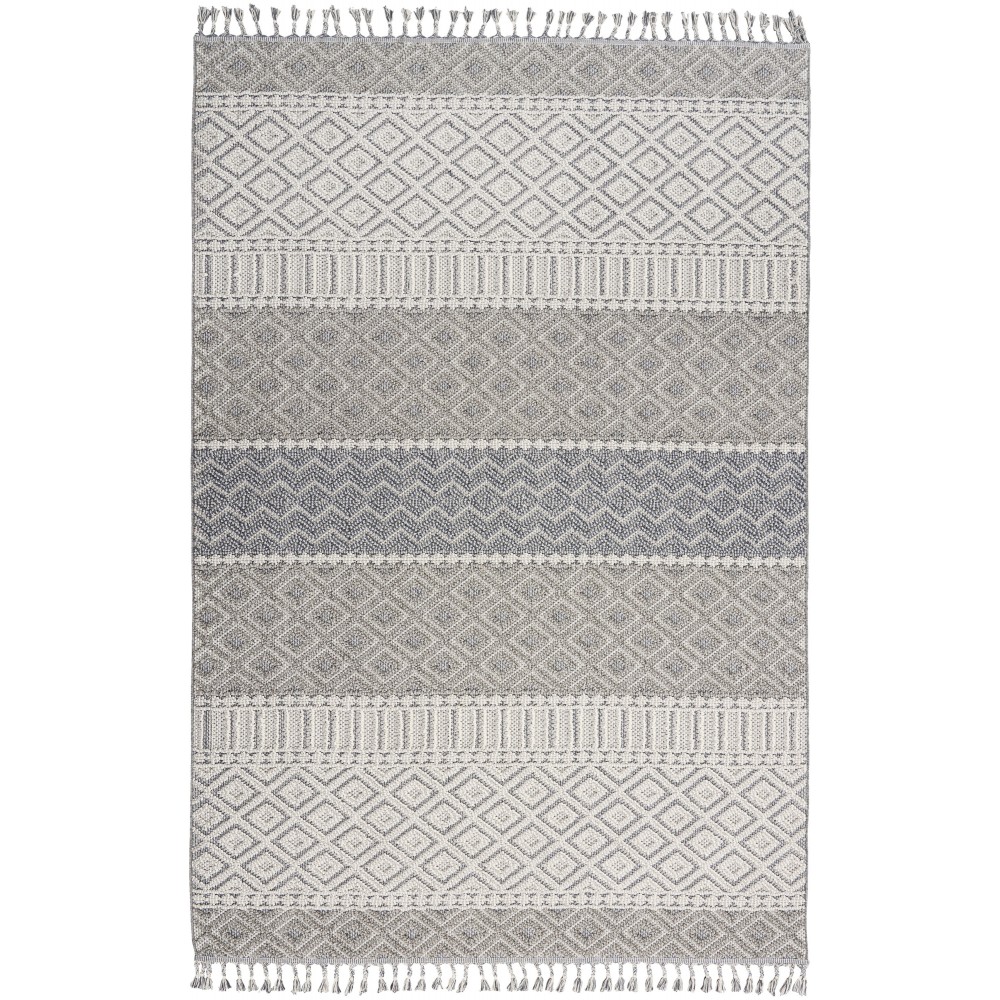 Nourison Paxton PAX03 Area Rug, Ivory/Slate, 4' x 6'2"