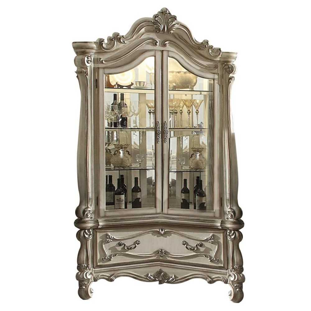 ACME Versailles Curio Cabinet, Bone White