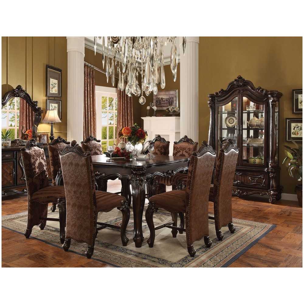 ACME Versailles Counter Height Chair (Set-2), 2-Tone Brown PU & Fabric ACME Versailles Counter Height Chair (Set-2), 2-Tone Brown PU & Fabric