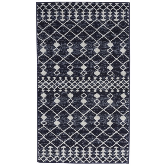 Nourison Palermo PMR03 Area Rug, Navy/Grey, 2'2" x 3'9"