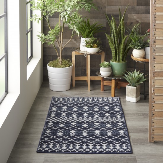 Nourison Palermo PMR03 Area Rug, Navy/Grey, 2'2" x 3'9"