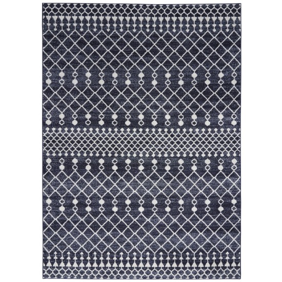 Nourison Palermo PMR03 Area Rug, Navy/Grey, 5'3" x 7'3"