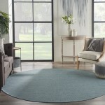 Nourison Positano POS01 Area Rug, Aqua, 8' x Round