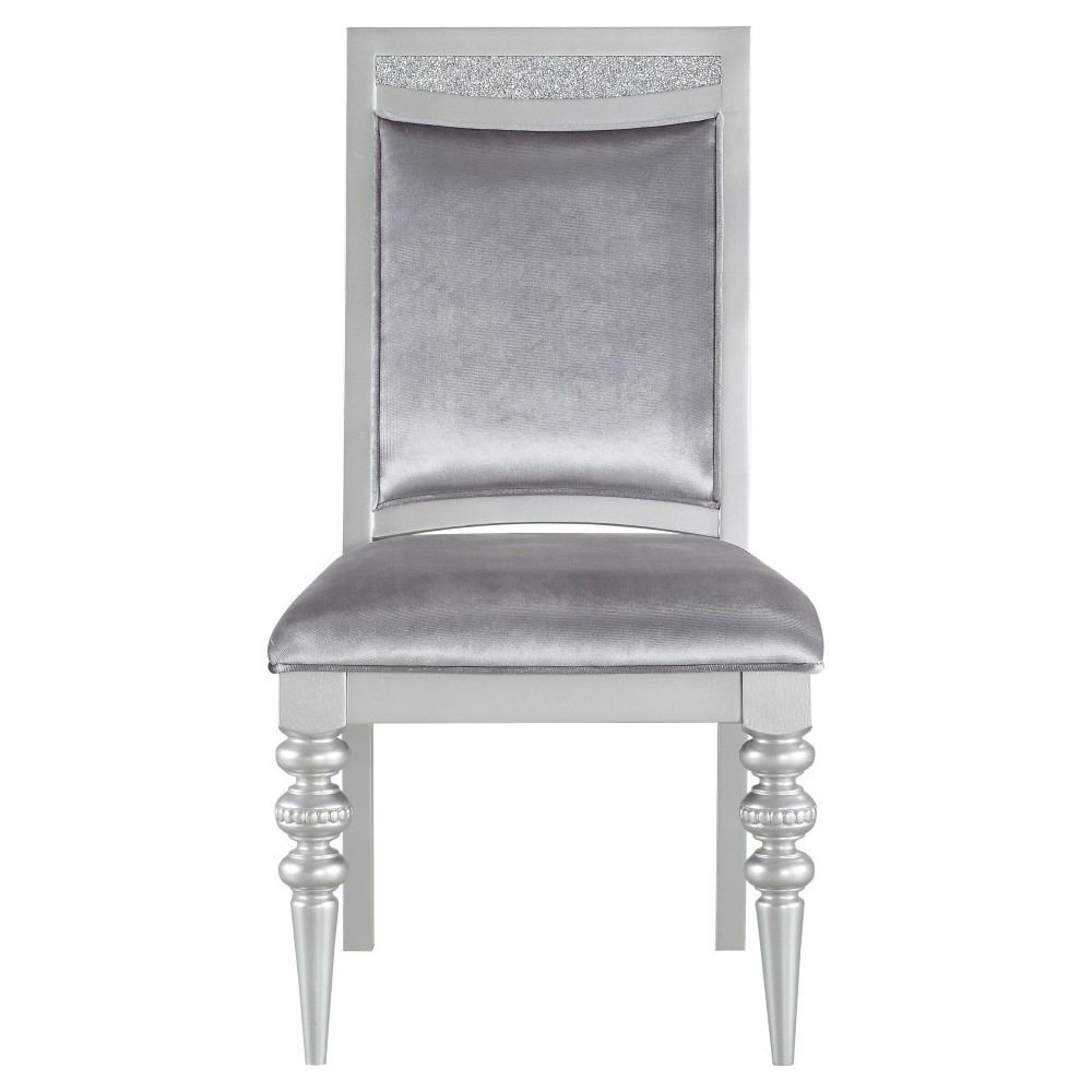 ACME Maverick Side Chair (Set-2), Fabric & Platinum (2Pc/1Ctn)