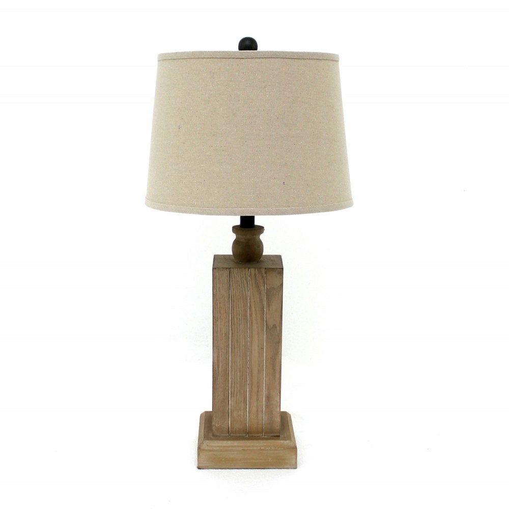 Rustic Table Lamp With Simple Wooden Base