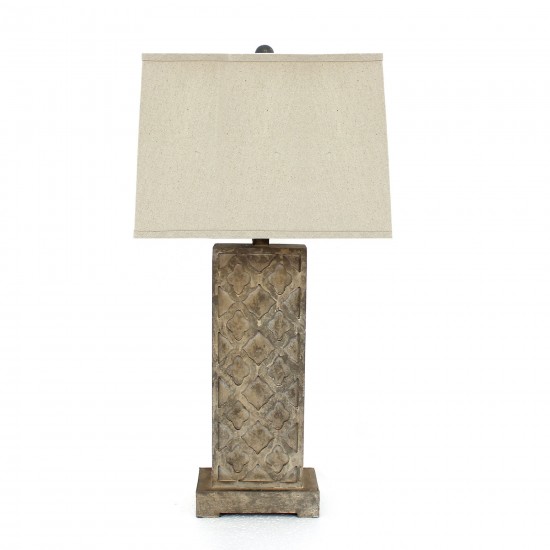 Vintage Table Lamp With Cozy Beige Linen Shade