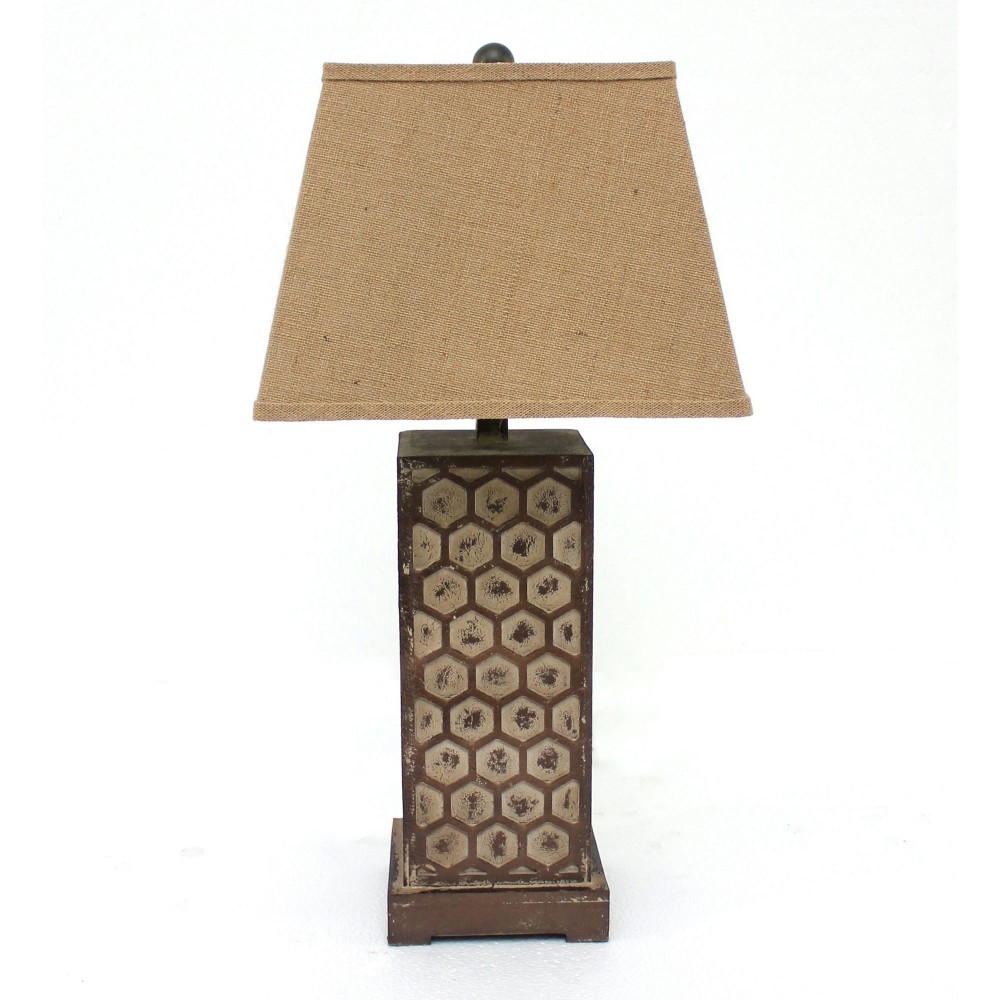 Industrial Table Lamp With Honeycombed Metal Base