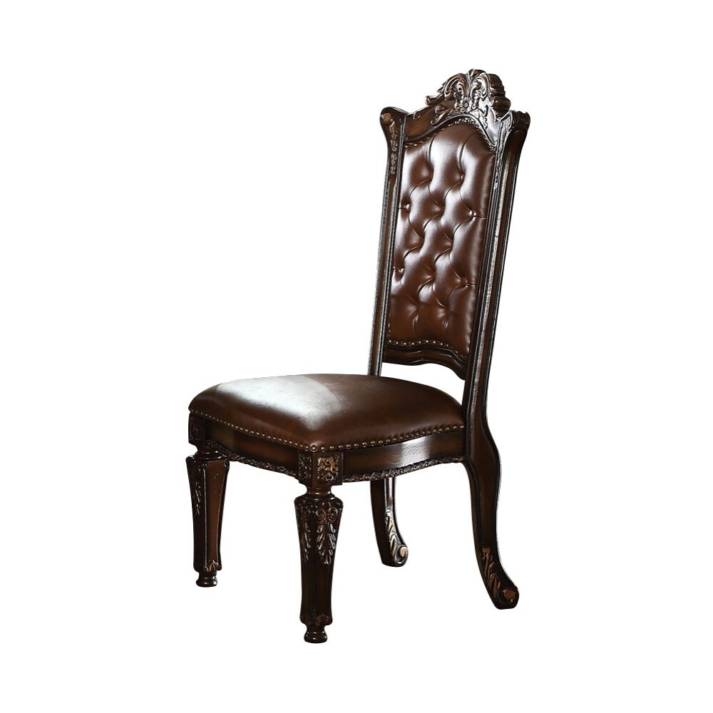 ACME Vendome Side Chair (Set-2), PU & Cherry