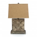 Vintage Table Lamp With Khaki Linen Shade