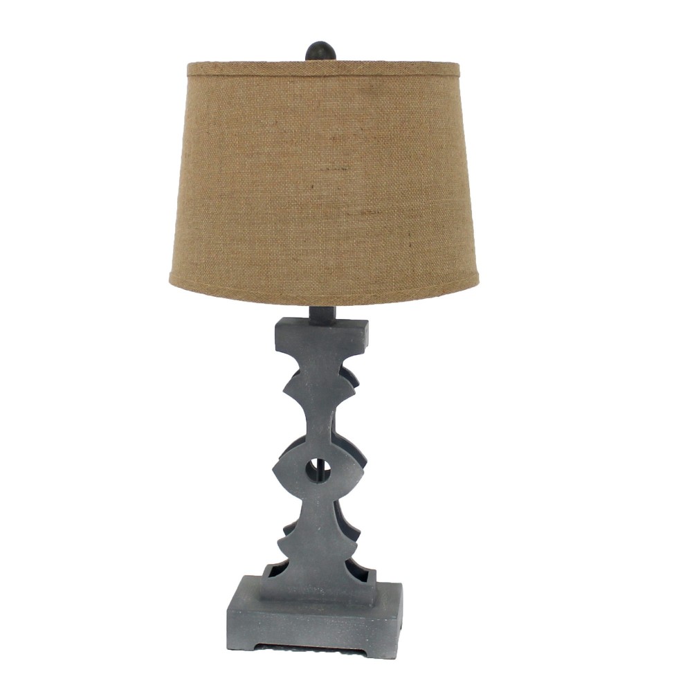 Industrial Table Lamp With Khaki Linen Shade