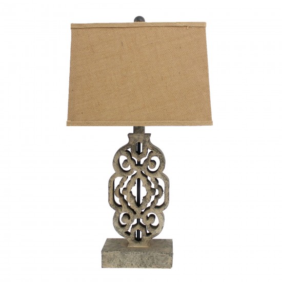 Vintage Metal Floral Based Table Lamp