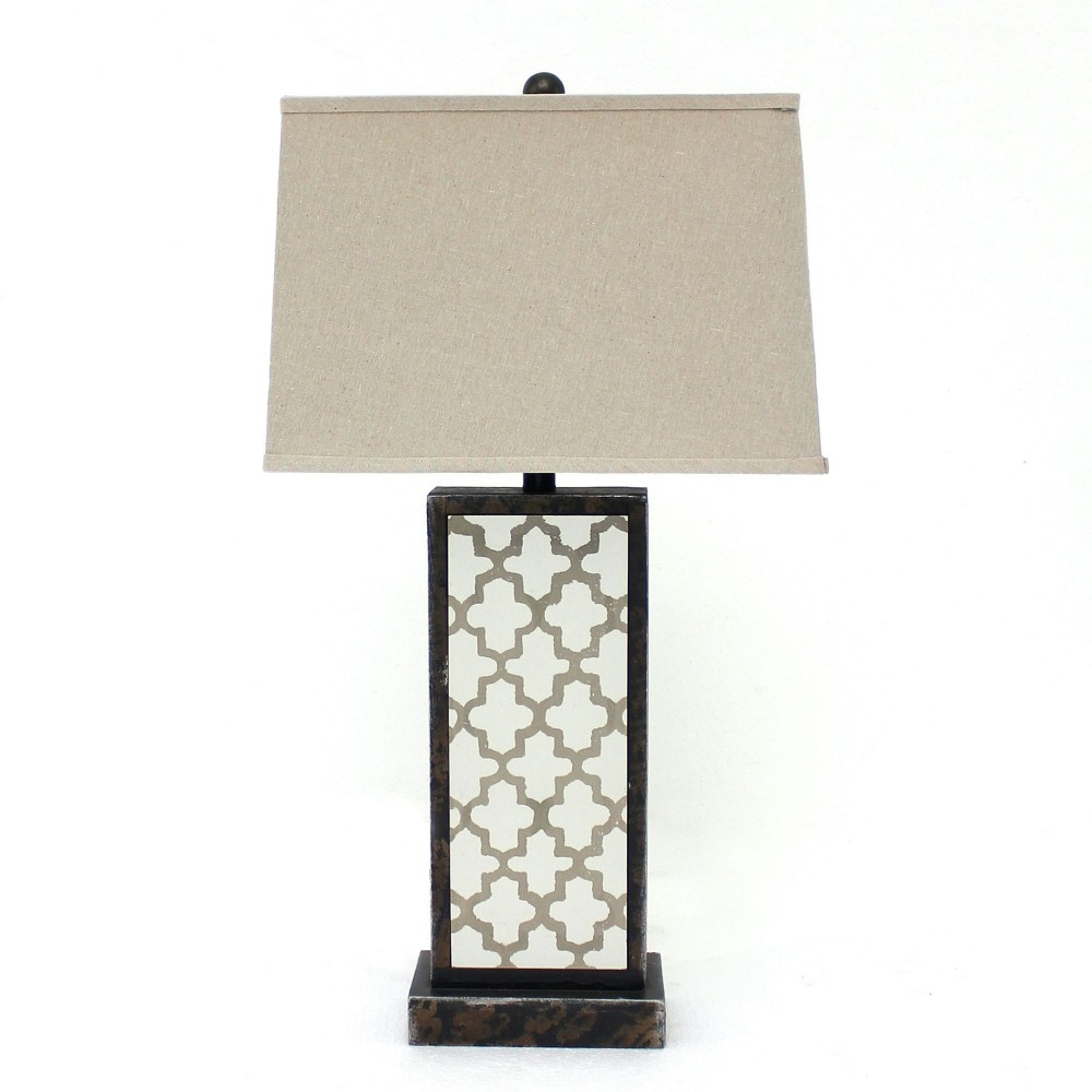 Contemporary Table Lamp With Rock Floral Base