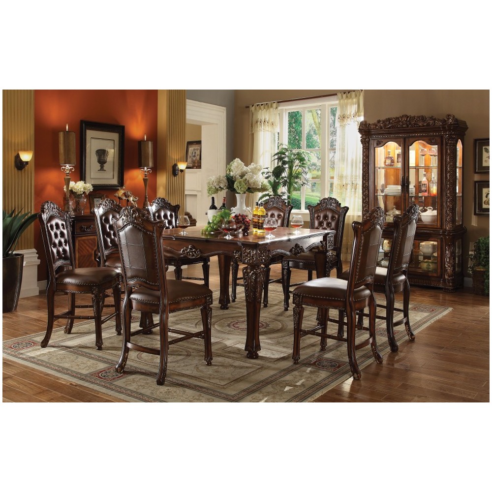 ACME Vendome Counter Height Chair (Set-2), PU & Cherry