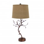 Vintage Metal Table Lamp With Elegant Tree Base