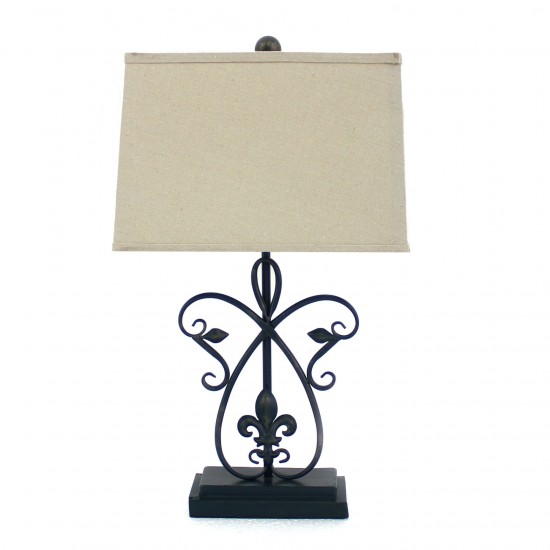 Vintage Dark Bronze Fleur-De-Lis Based Table Lamp