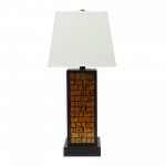 Contemporary Black Metal Table Lamp With Yellow Brick Pattern