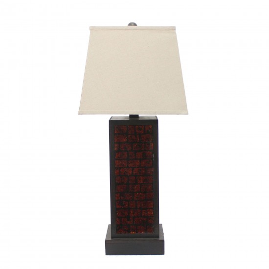 Contemporary Black Metal Table Lamp With Dark-Red Brick Pattern