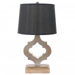 Traditional Wooden Table Lamp With Black Linen Shade