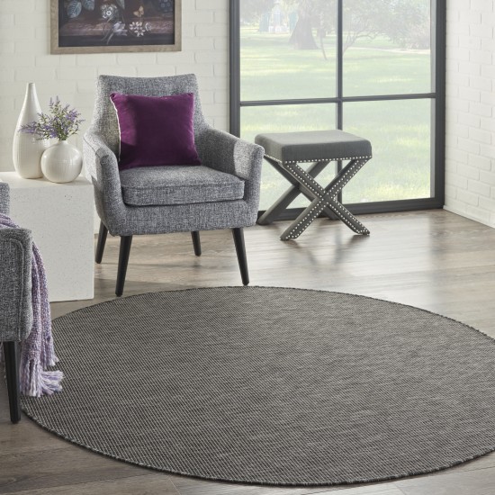 Nourison Positano POS01 Area Rug, Charcoal, 6' x Round