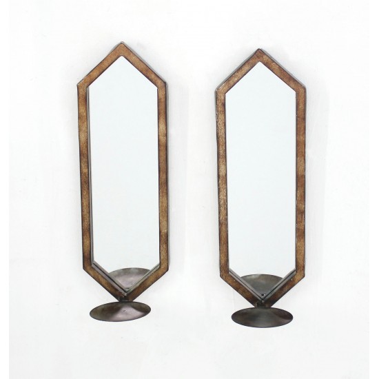 Minimalist Mirrored Wall Candle Holder Sconce Set