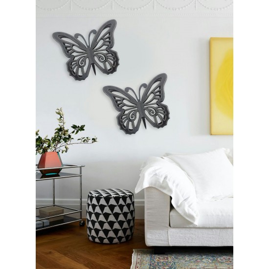 Rustic Butterfly Wooden Wall Decor With Black Finish