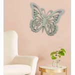 Rustic Butterfly Wooden Wall Decor With Light Blue Finish