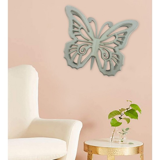 Rustic Butterfly Wooden Wall Decor With Light Blue Finish