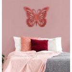 Rustic Butterfly Wooden Wall Decor With Red Finish