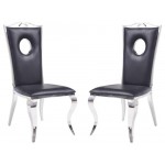 ACME Cyrene Side Chair (Set-2), PU & Stainless Steel