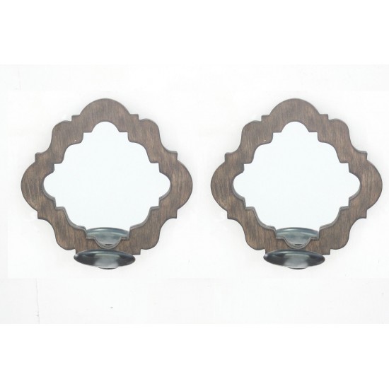 Rustic Decorative Mirrored Candle Holder Sconce Set