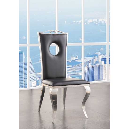 ACME Cyrene Side Chair (Set-2), PU & Stainless Steel