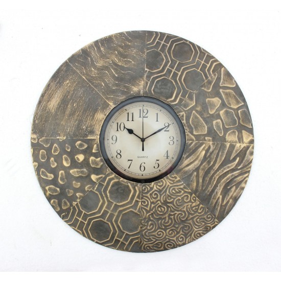 Vintage Bronze Round Metal Wall Clock
