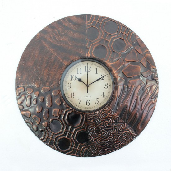 Vintage Espresso Finished Metal Wall Clock