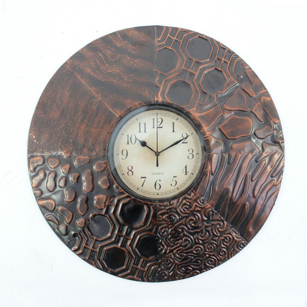 Vintage Espresso Finished Metal Wall Clock