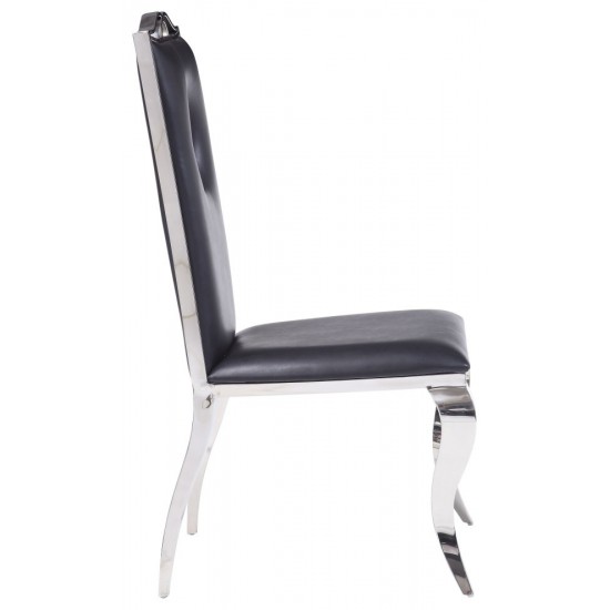 ACME Cyrene Side Chair (Set-2), PU & Stainless Steel