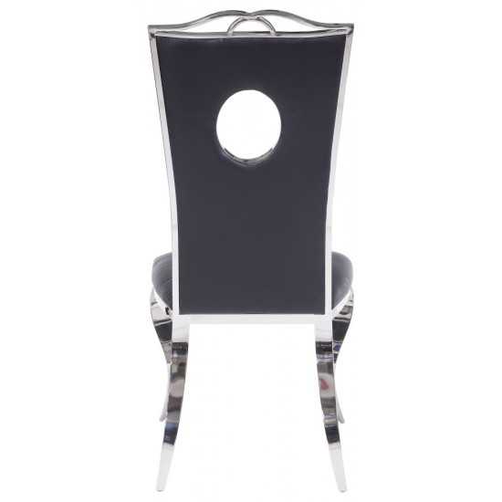 ACME Cyrene Side Chair (Set-2), PU & Stainless Steel