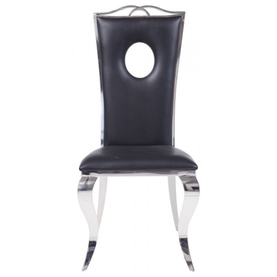 ACME Cyrene Side Chair (Set-2), PU & Stainless Steel