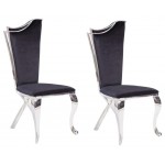 ACME Cyrene Side Chair (Set-2), Fabric & Stainless Steel