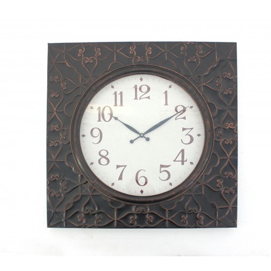 Vintage Square Brass Metal Wall Clock