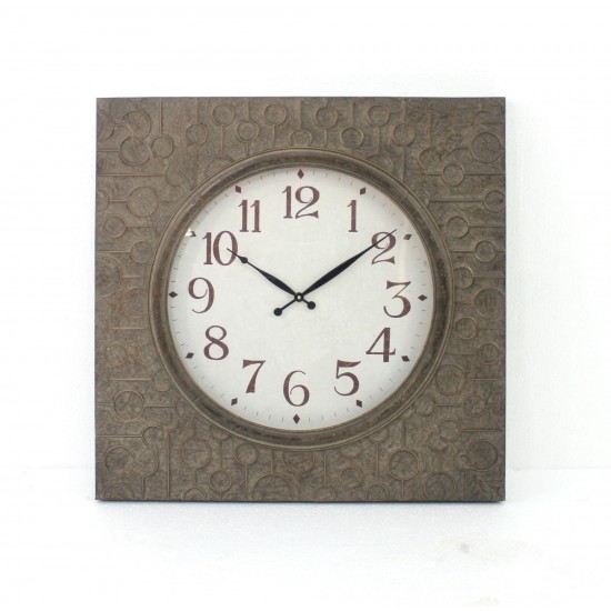 Retro Square Bronze Metal Wall Clock