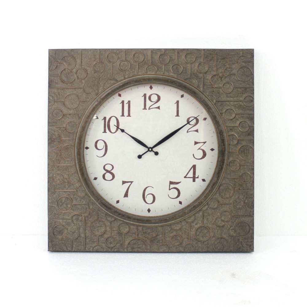 Retro Square Bronze Metal Wall Clock Retro Square Bronze Metal Wall Clock