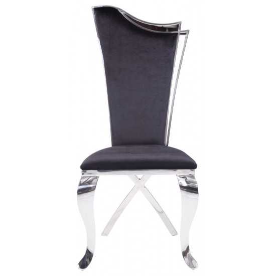 ACME Cyrene Side Chair (Set-2), Fabric & Stainless Steel