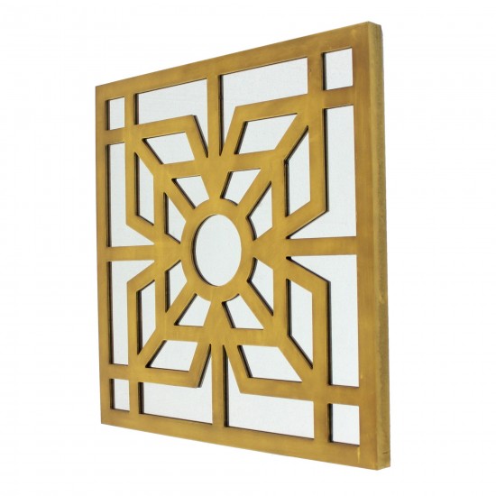 Modern Mirrored Bright Gold Wooden Wall Decor